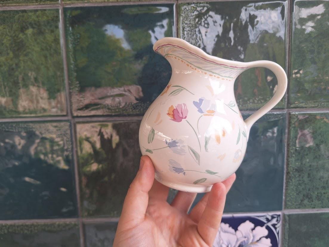 Vintage Floral Ceramic Wash Jug & Bowl Set Cottagecore Pitcher Basin Set Shabby Chic Decor