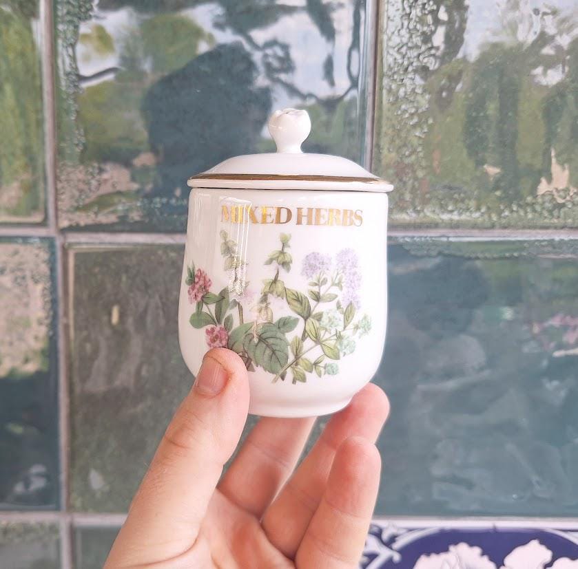 Royal Worcester Mixed Herbs Porcelain Spice Jar, Compton & Woodhouse Botanical Kitchenware