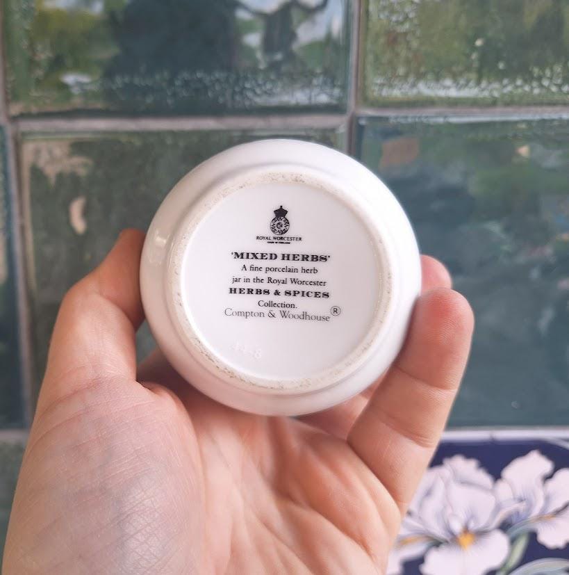 Royal Worcester Mixed Herbs Porcelain Spice Jar, Compton & Woodhouse Botanical Kitchenware