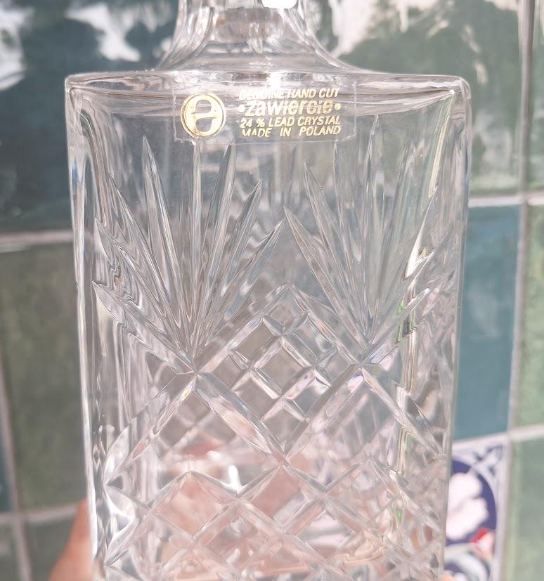 Vintage Zwiesel Hand-Cut 24% Lead Crystal Decanter  Square Spirit Bottle, Poland