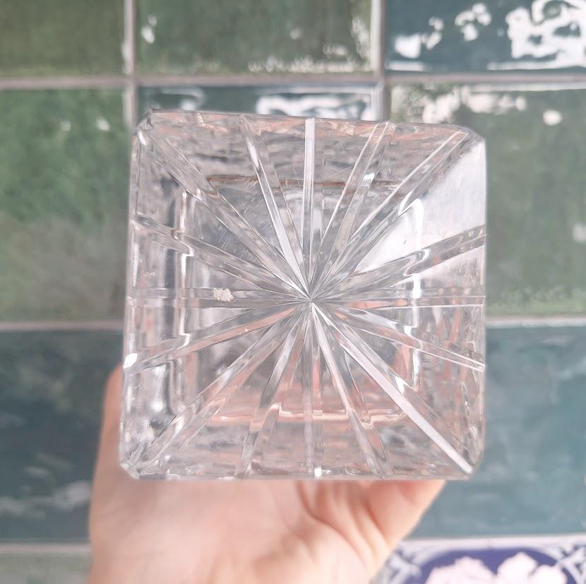 Vintage Zwiesel Hand-Cut 24% Lead Crystal Decanter  Square Spirit Bottle, Poland