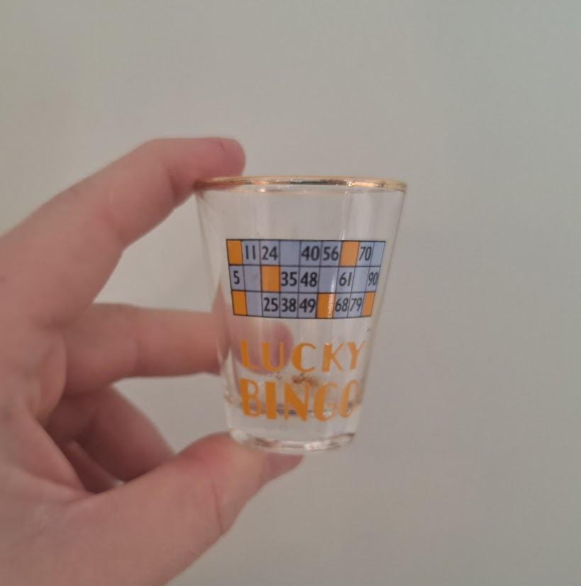 Vintage Lucky Bingo Shot Glasses Set, Novelty Retro Barware (Set of 6)