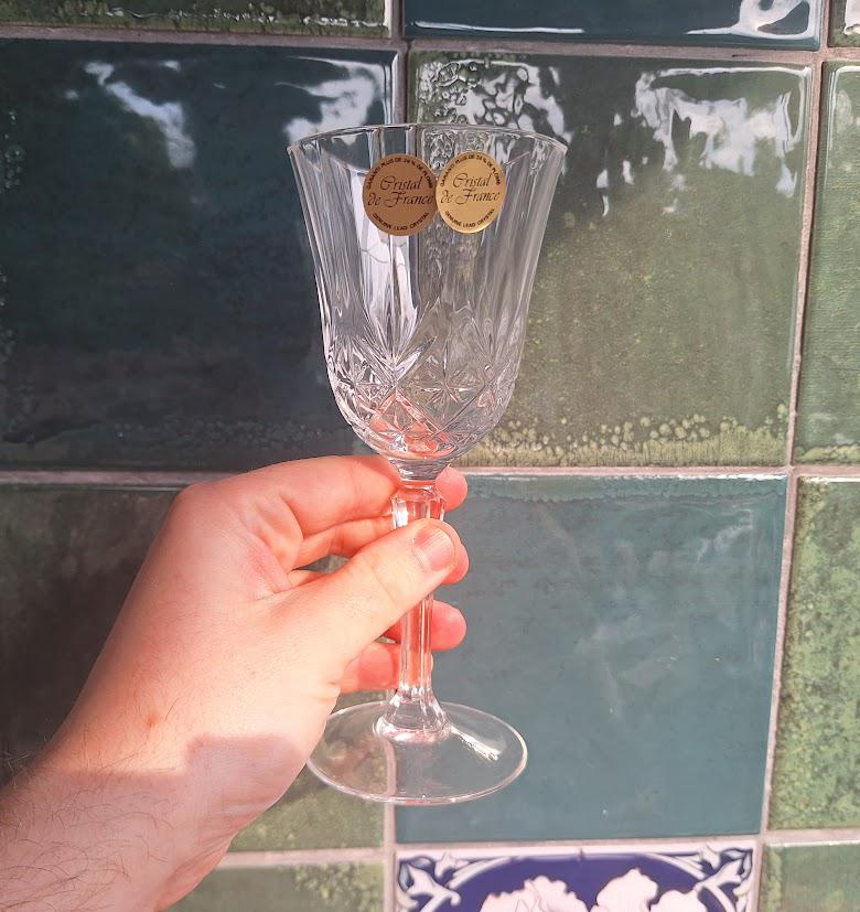 Cristal De France White Wine Glasses Set of 4, 24% Lead Crystal French Glassware