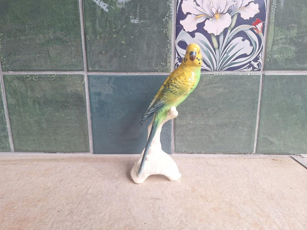 Vintage Goebel Budgerigar Parakeet Figurine 38643-21 | W. Germany Porcelain Bird Ornament | Collectible Budgie Statue