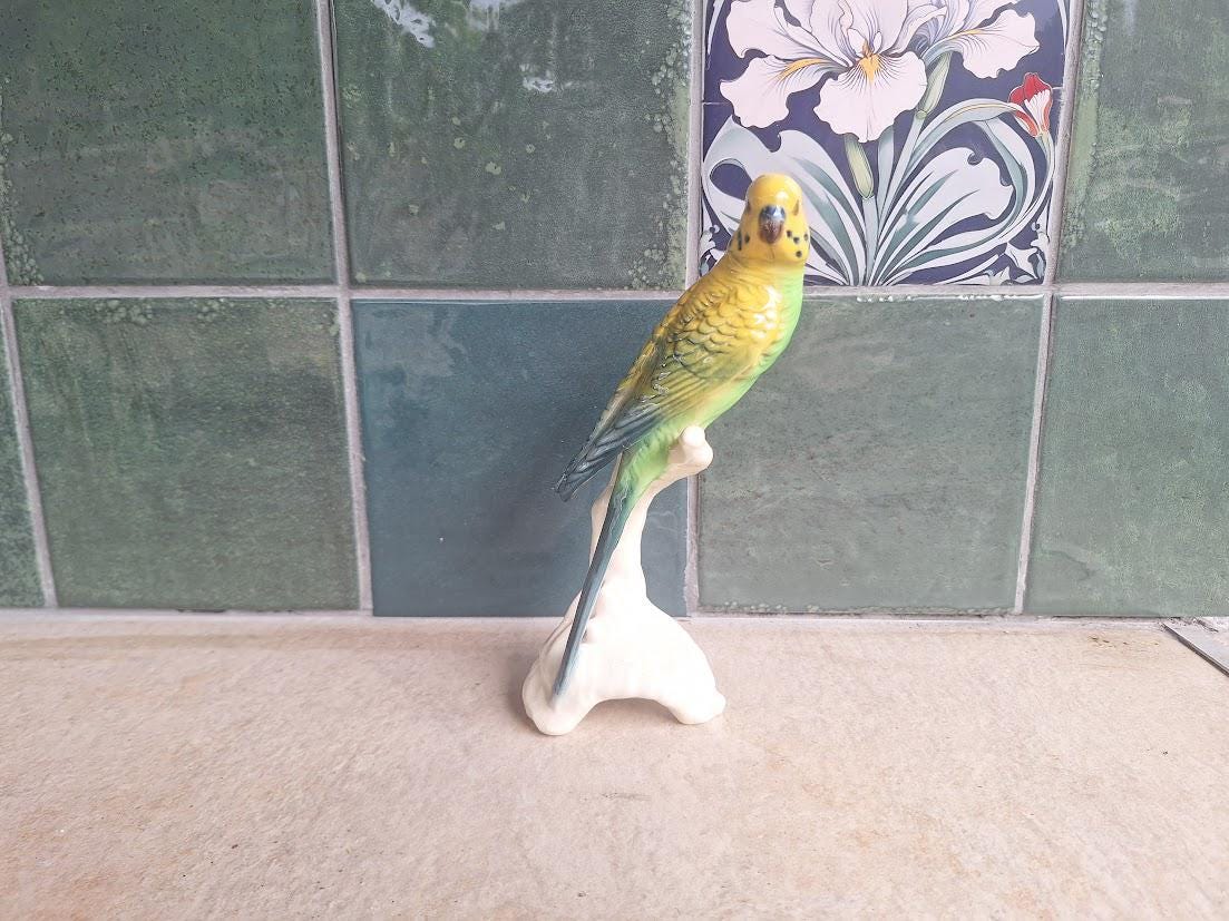 Vintage Goebel Budgerigar Parakeet Figurine 38643-21 | W. Germany Porcelain Bird Ornament | Collectible Budgie Statue