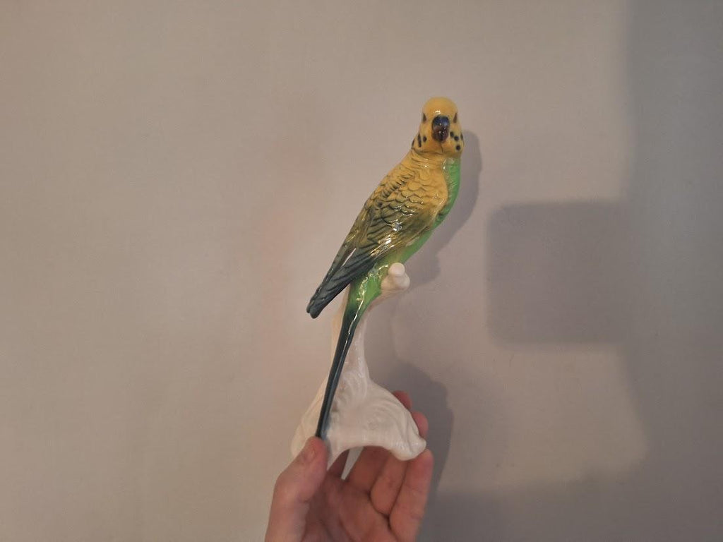 Vintage Goebel Budgerigar Parakeet Figurine 38643-21 | W. Germany Porcelain Bird Ornament | Collectible Budgie Statue