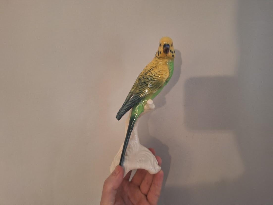 Vintage Goebel Budgerigar Parakeet Figurine 38643-21 | W. Germany Porcelain Bird Ornament | Collectible Budgie Statue