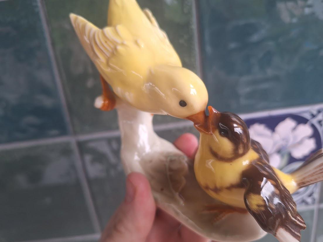 Vintage Karl Ens Volkstedt Porcelain Bird Figurine 1291 | German Lovebirds on Branch Ornament