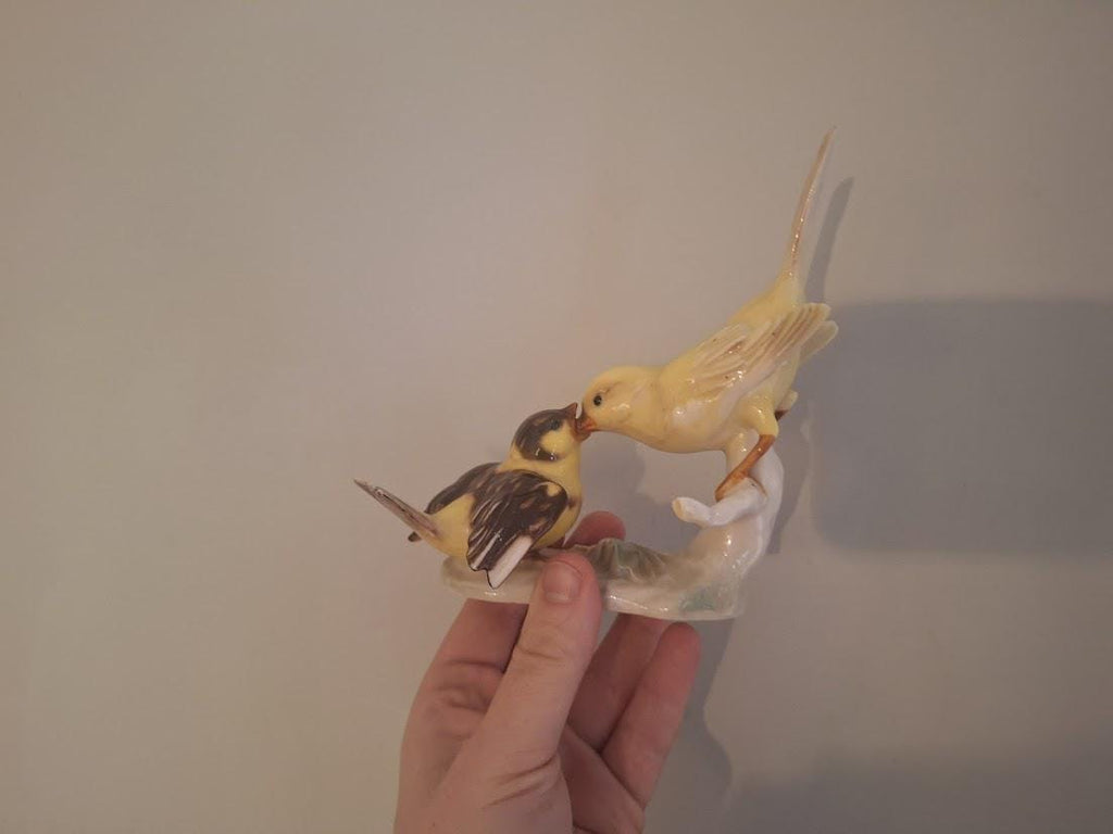 Vintage Karl Ens Volkstedt Porcelain Bird Figurine 1291 | German Lovebirds on Branch Ornament