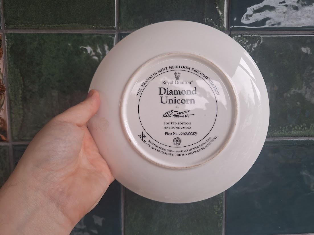 Royal Doulton Diamond Unicorn Plate by K K Reinert  Fine Bone China Fantasy Art