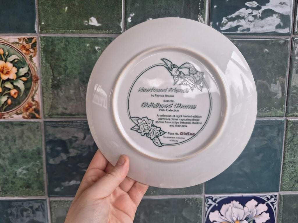 Hamilton Collection Newfound Friends Plate Patricia Brooks Childhood Chums Limited Edition Girl Ducklings Dog