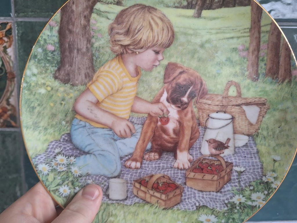 Picnic Pals Collector Plate: Patricia Brooks Boxer Puppy Childhood Chums (Limited Edition)