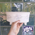 Equestrian Staffordshire Floral Ceramic Jardiniere Planter  Footed Cottage Garden Pot