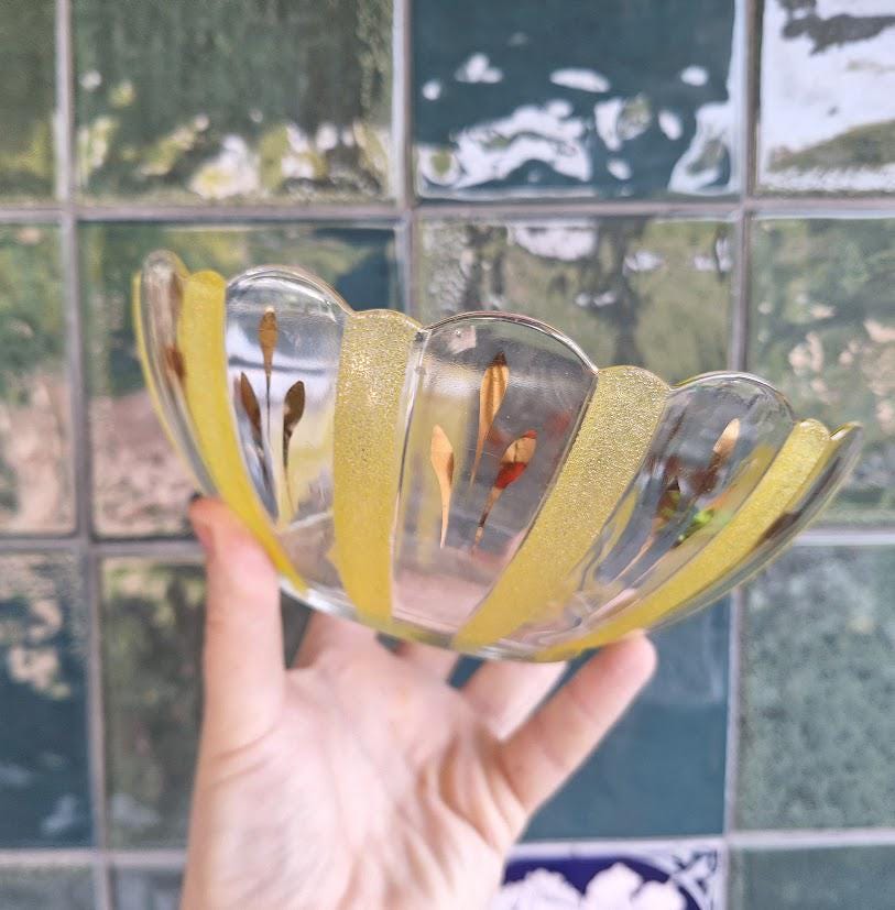 Vintage Art Deco Glass Dessert Bowls Set: Frosted Colored Fruit Sundae Dishes