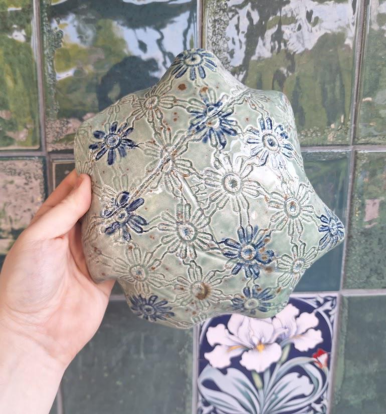 Handmade Studio Pottery Leaf Bowl: Speckled Glaze Botanical Trinket Dish