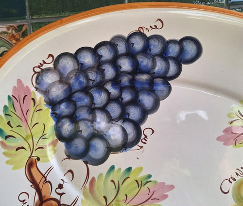 Hand Painted Portuguese Grape Oval Serving Platter  A Santos Vineyard Kitchen Decor