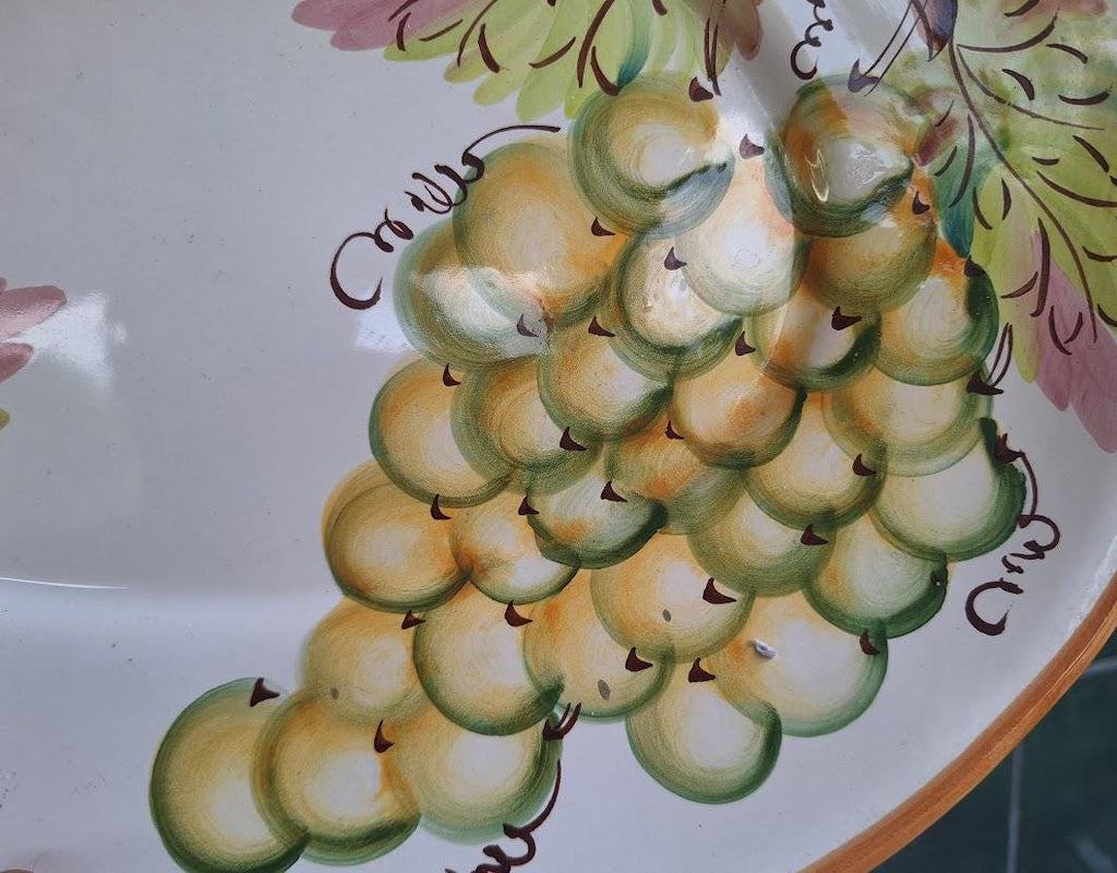Hand Painted Portuguese Grape Oval Serving Platter  A Santos Vineyard Kitchen Decor