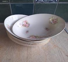 Set of 6 Mayfair Fine China Rose Pattern Dessert Bowls Staffordshire England Vintage