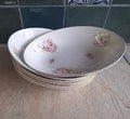 Set of 6 Mayfair Fine China Rose Pattern Dessert Bowls Staffordshire England Vintage