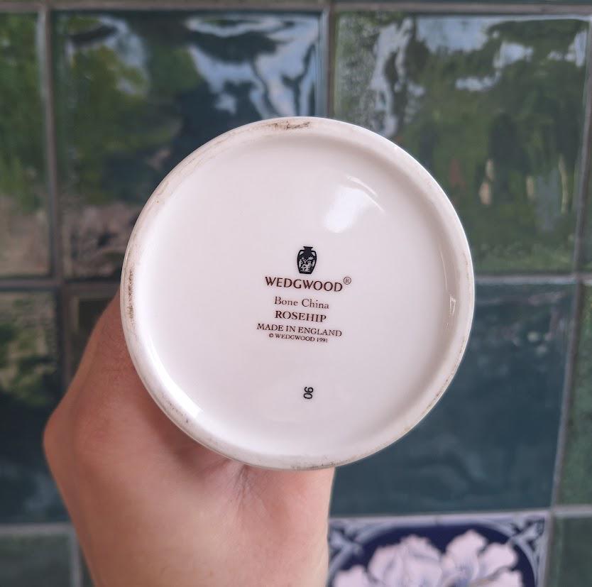 Wedgwood Rosehip Bone China Vase: Vintage Floral Bud Vase, Cottagecore Decor 1991