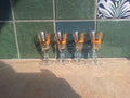 Set of 4 Vintage Liqueur Glasses: Gold Band Striped Aperitif Stemware