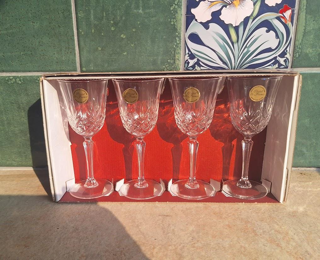 Cristal De France Provence Sherry Glasses Set: 4 French Lead Crystal Glasses (Boxed)