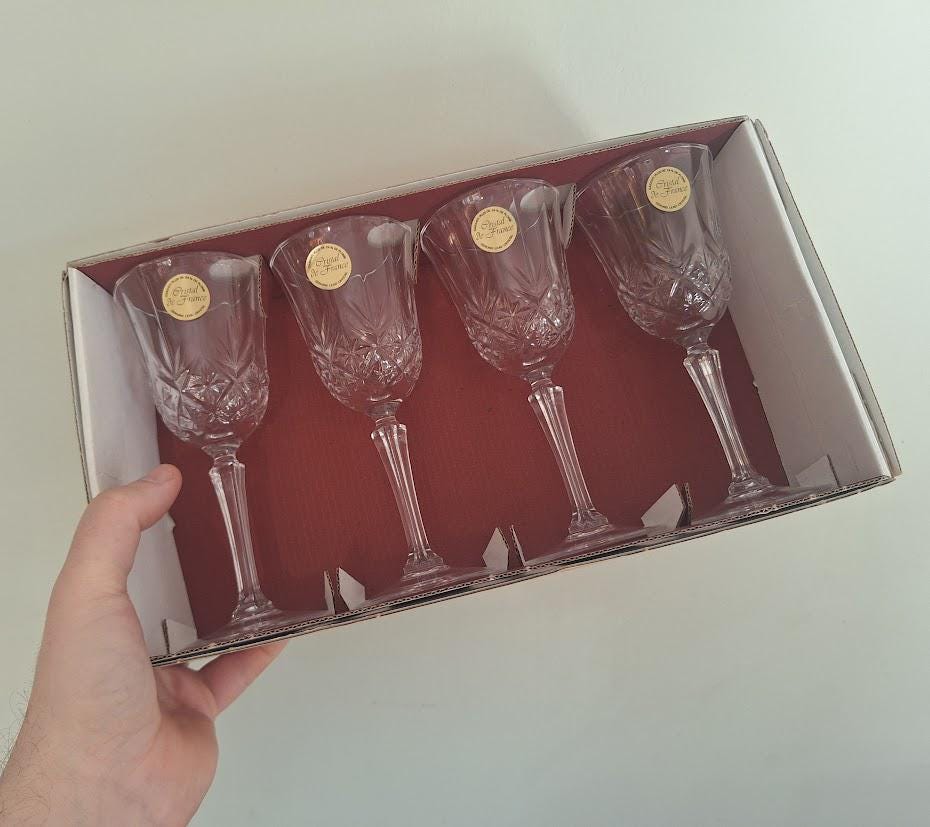 Cristal De France Provence Sherry Glasses Set: 4 French Lead Crystal Glasses (Boxed)