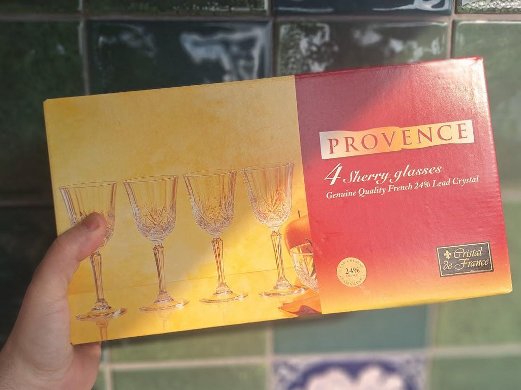 Cristal De France Provence Sherry Glasses Set: 4 French Lead Crystal Glasses (Boxed)
