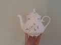 Royal Ascot Bluebell Teapot: Vintage Bone China, Made in England, Gold Trim