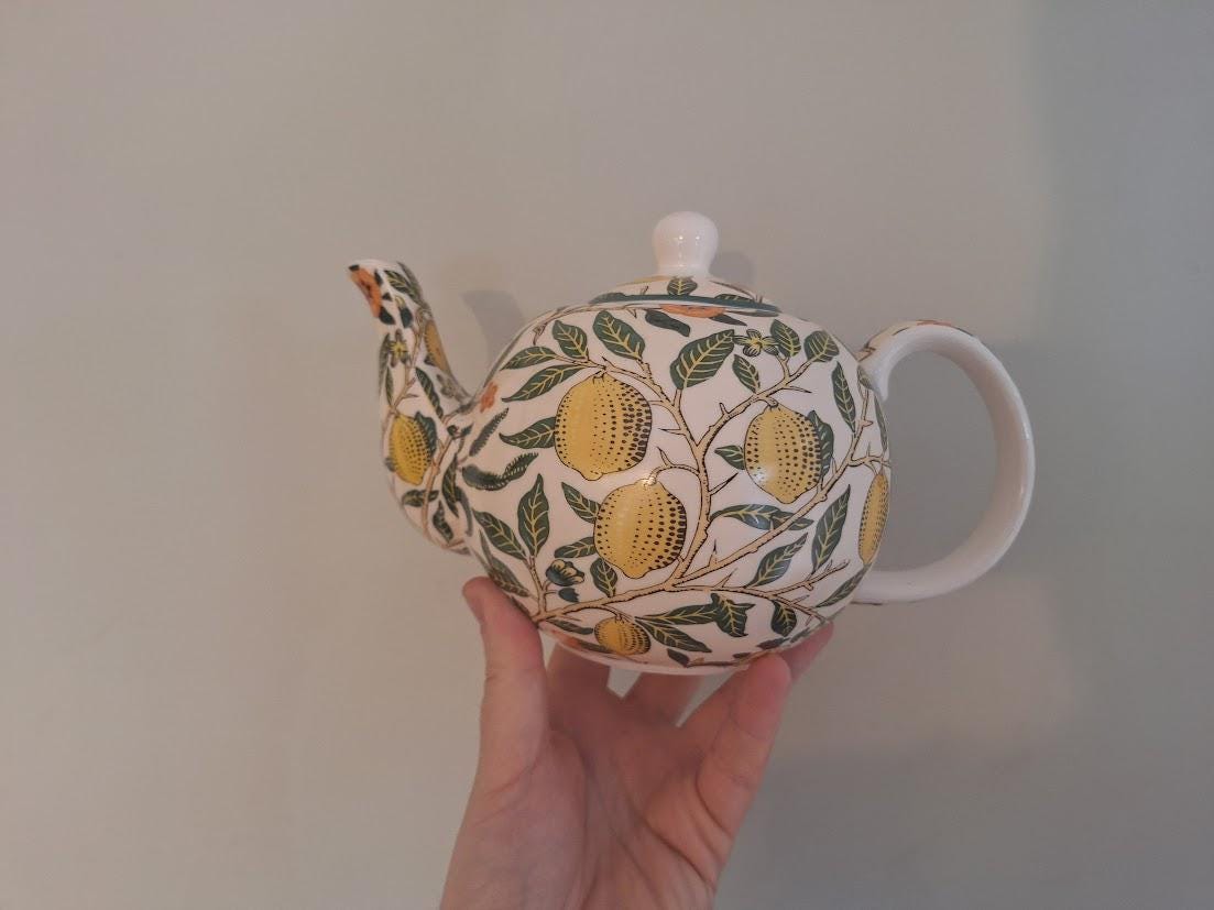 William Morris Fruits Teapot for One, Fine China Leonardo Collection Single Serve Tea Set