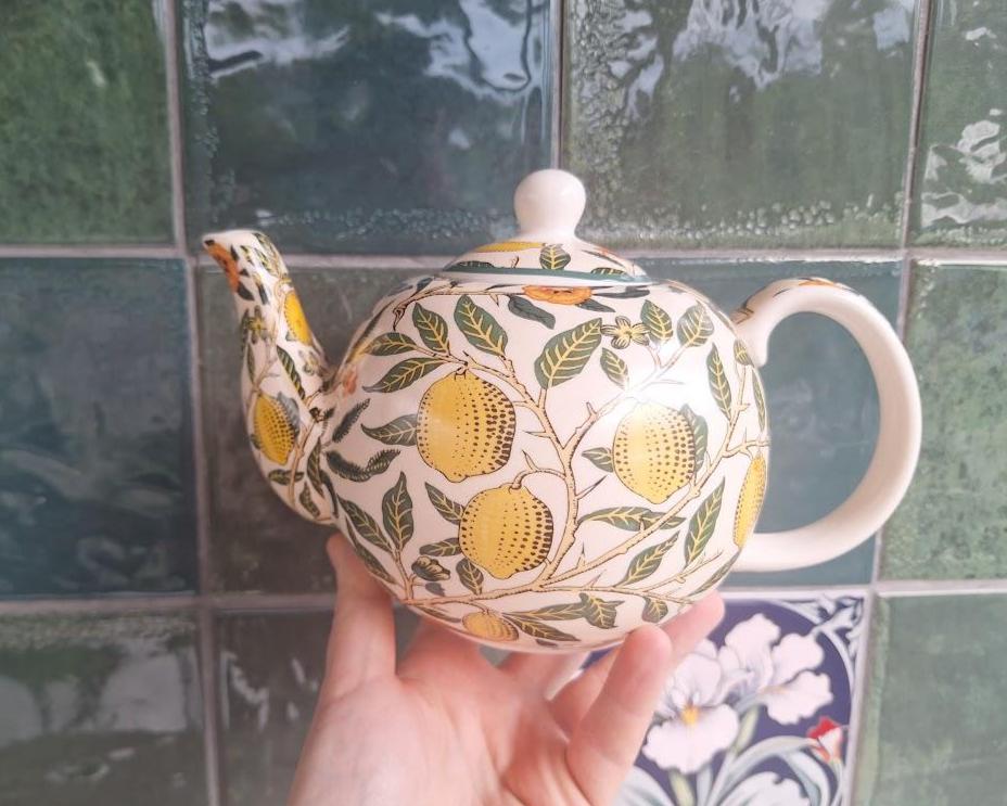 William Morris Fruits Teapot for One, Fine China Leonardo Collection Single Serve Tea Set