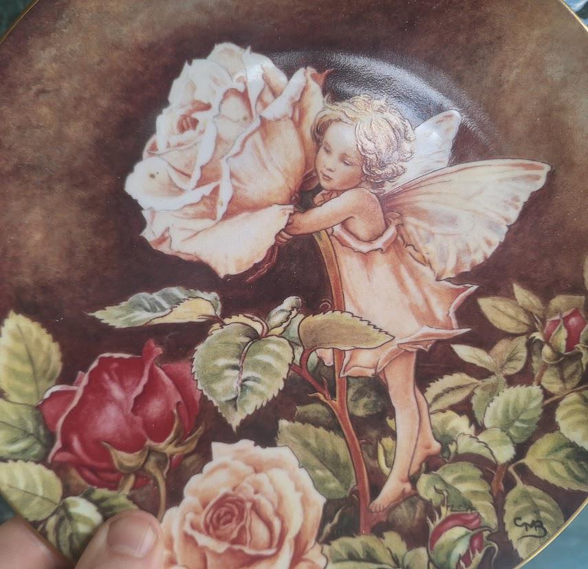 Vintage Rose Fairy Plate by Cicely Mary Barker, Border Fine Arts Collector Item