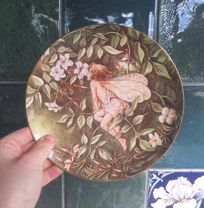 Vintage Jasmine Fairy Plate: Cicely Mary Barker Flower Fairies Collector Plate (1987)