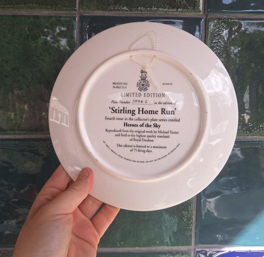 Royal Doulton Stirling Bomber Aviation Collector Plate Michael Turner (Certificate)