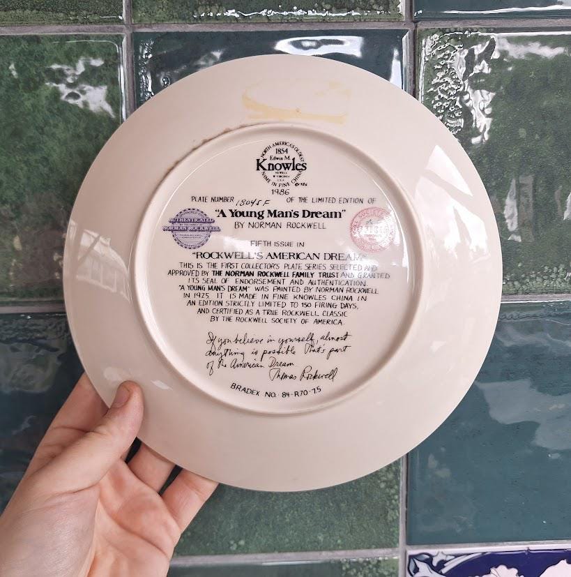 Norman Rockwell Collector Plate: A Young Man's Dream (1986)