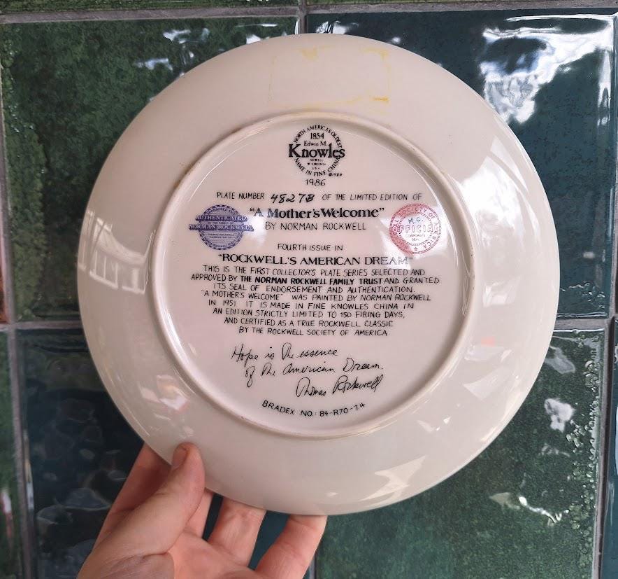 Norman Rockwell A Mother's Welcome Collector Plate Edwin M Knowles 1986 (Boxed)