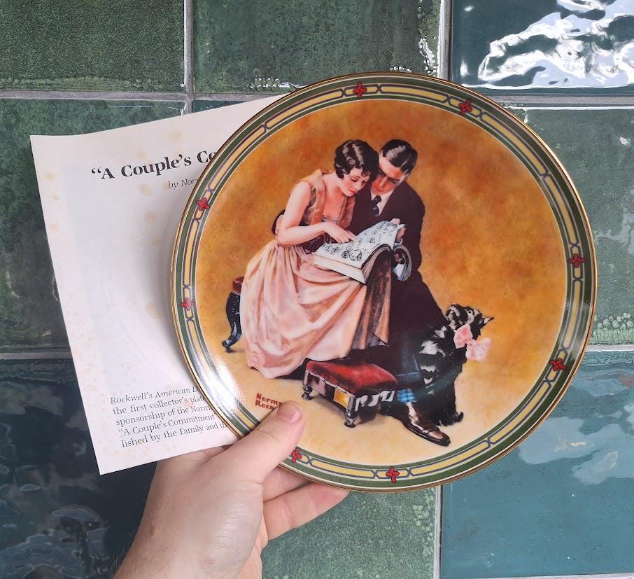 Norman Rockwell Collector Plate: A Couple's Commitment, 1985 Fine China (Boxed)