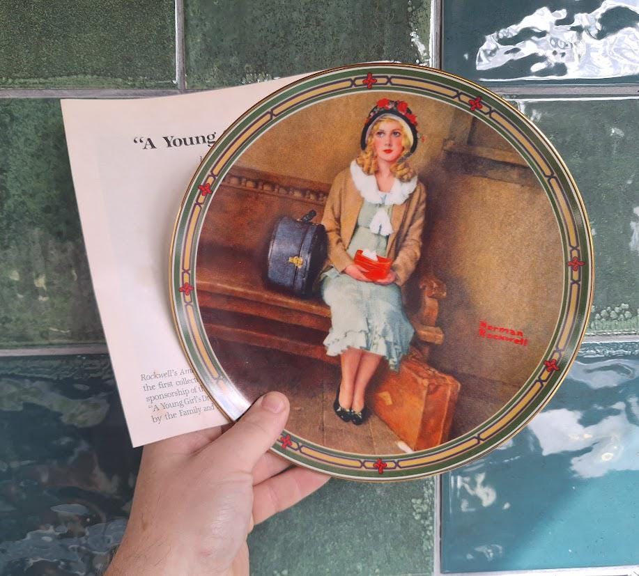 Norman Rockwell A Young Girl's Dream Collector Plate Edwin M. Knowles Rockwell's American Dream Series