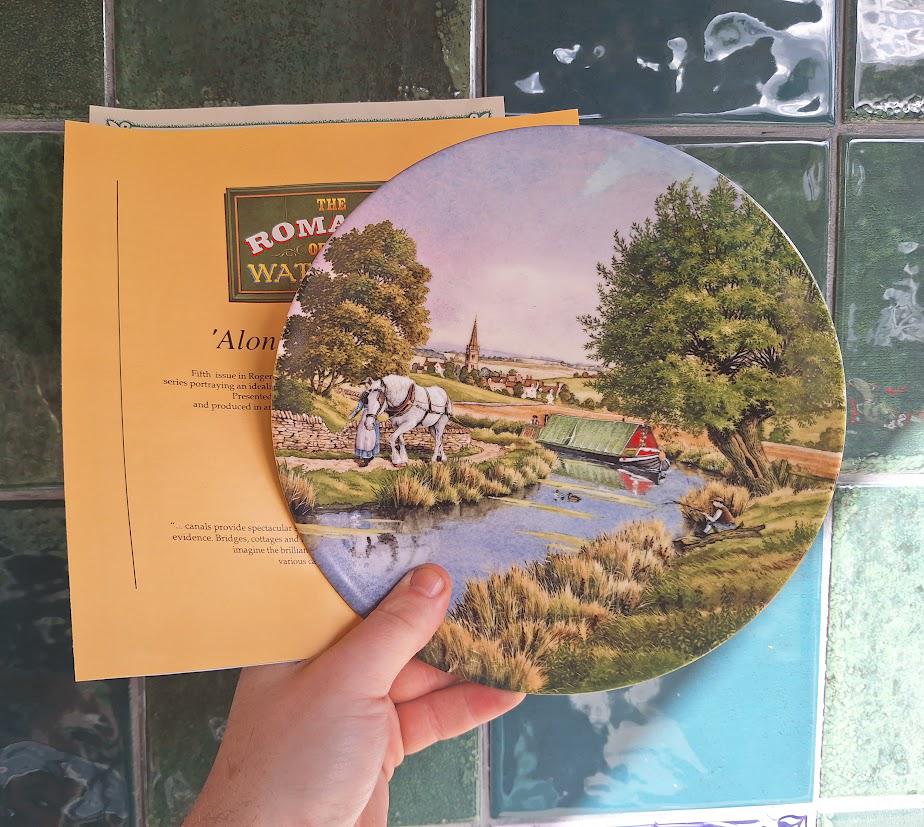 Royal Worcester Collector Plate: Along the Towpath, Romance of Waterways, Roger Kent, 1990