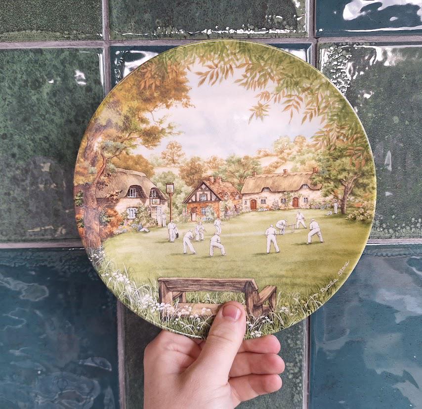 Wedgwood Collector Plate: The Cricket Match, Village Green Series, Petula Stone 1990