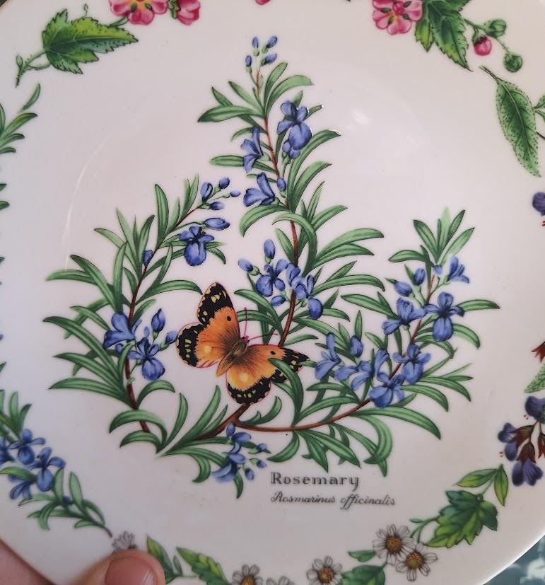 Royal Worcester Rosemary Herbs Collector Plate, Fine Bone China Botanical Butterfly (Boxed With Certificate)