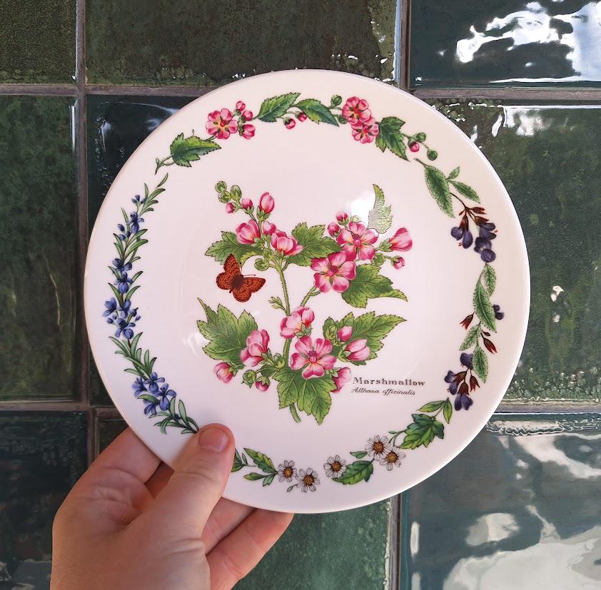Royal Worcester Marshmallow Plate, Botanical Butterfly Fine Bone China (Boxed With Certificate)