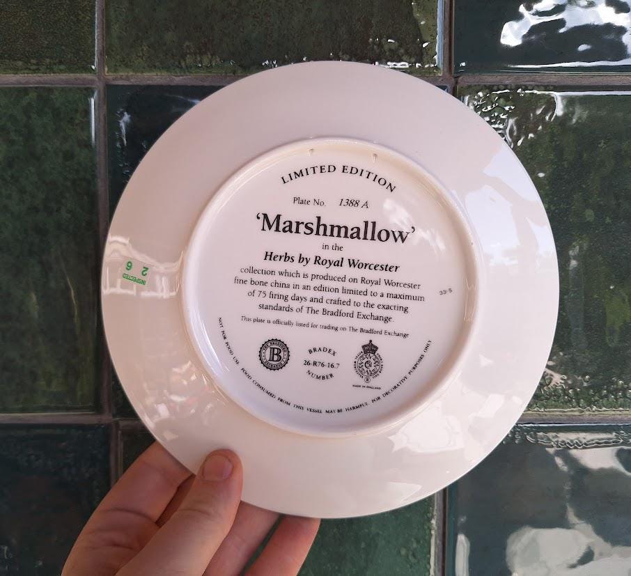 Royal Worcester Marshmallow Plate, Botanical Butterfly Fine Bone China (Boxed With Certificate)