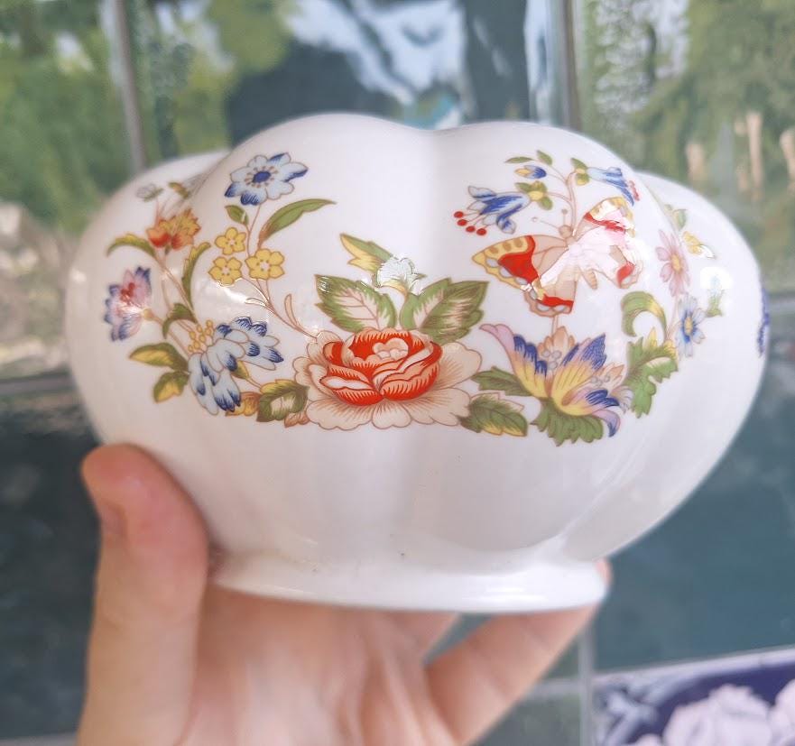 Aynsley Cottage Garden Floral Butterfly Bowl  Embossed Fine Bone China Dish