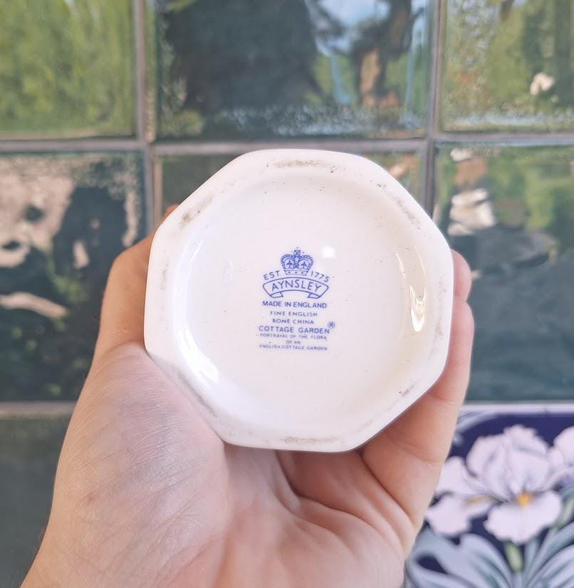 Vintage Aynsley Cottage Garden Vase, Windsor Shape, Fine Bone China, Floral Butterfly, England