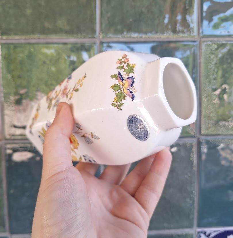 Vintage Aynsley Cottage Garden Lidded Jar  Fine Bone China Floral Butterfly Waterford