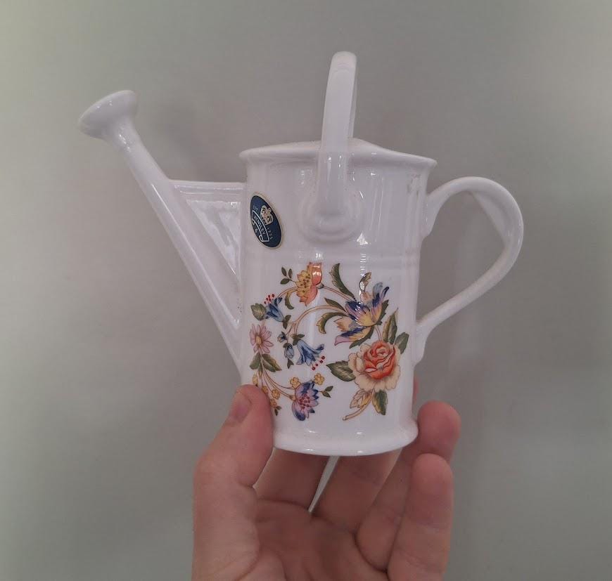Aynsley Cottage Garden Watering Can Vase, Fine Bone China Floral Ornament Made England