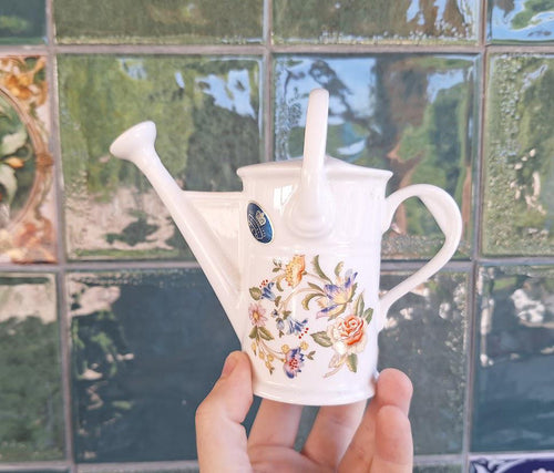 Aynsley Cottage Garden Watering Can Vase, Fine Bone China Floral Ornament Made England