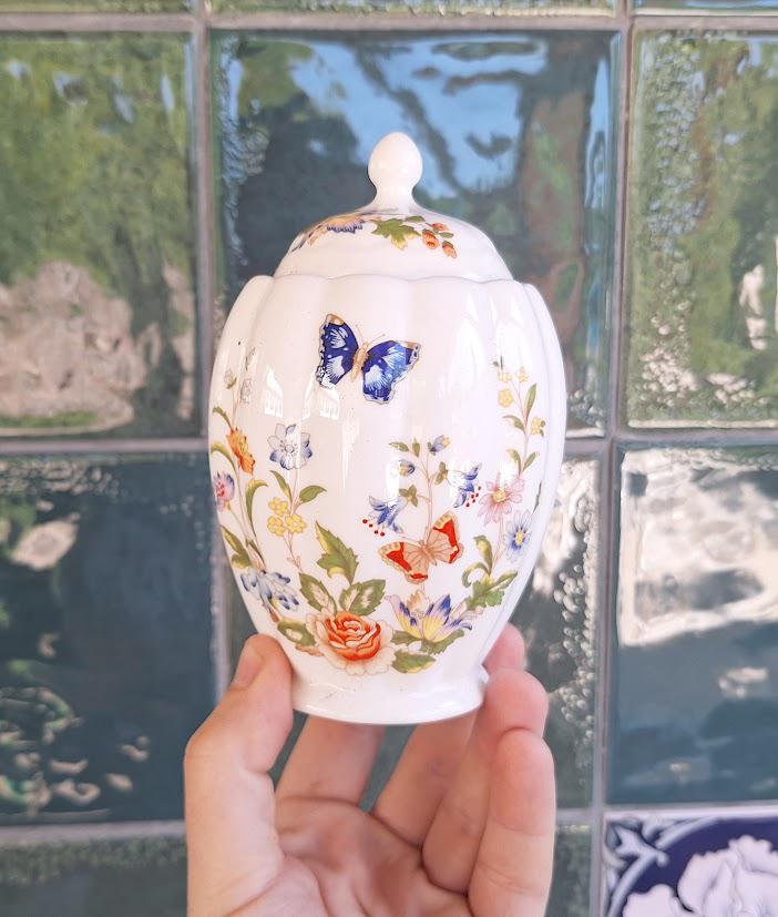 Aynsley Cottage Garden Ginger Jar: Small Fine Bone China Butterfly Floral (5 Inch)