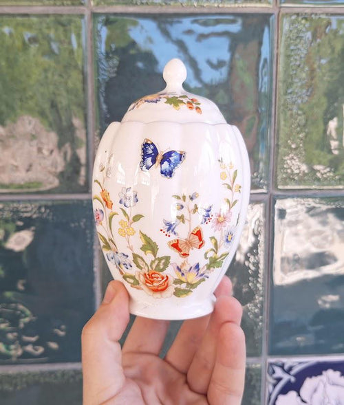 Aynsley Cottage Garden Ginger Jar: Small Fine Bone China Butterfly Floral (5 Inch)